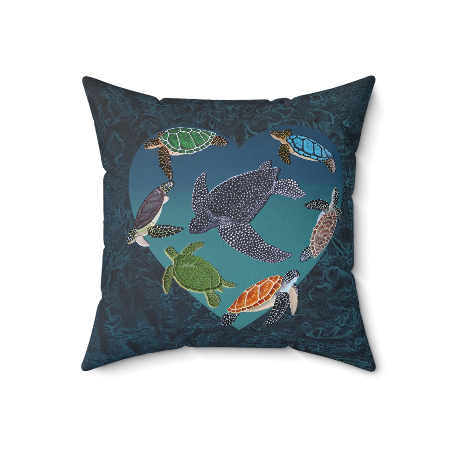 Square Pillow - Sea Turtle Love