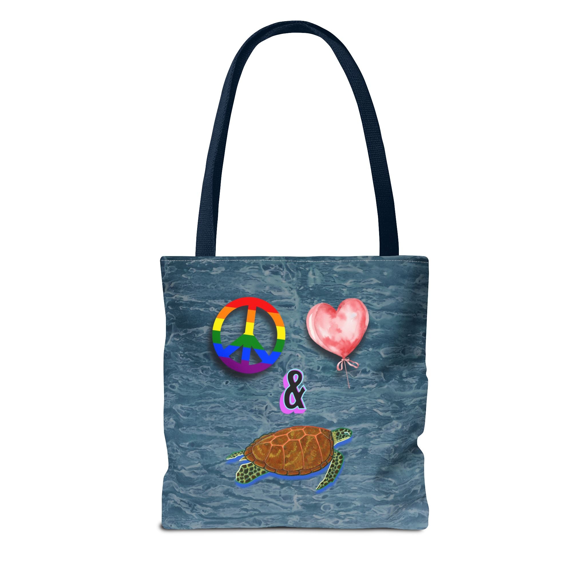 Peace Love Turtles Tote Bag - Wave