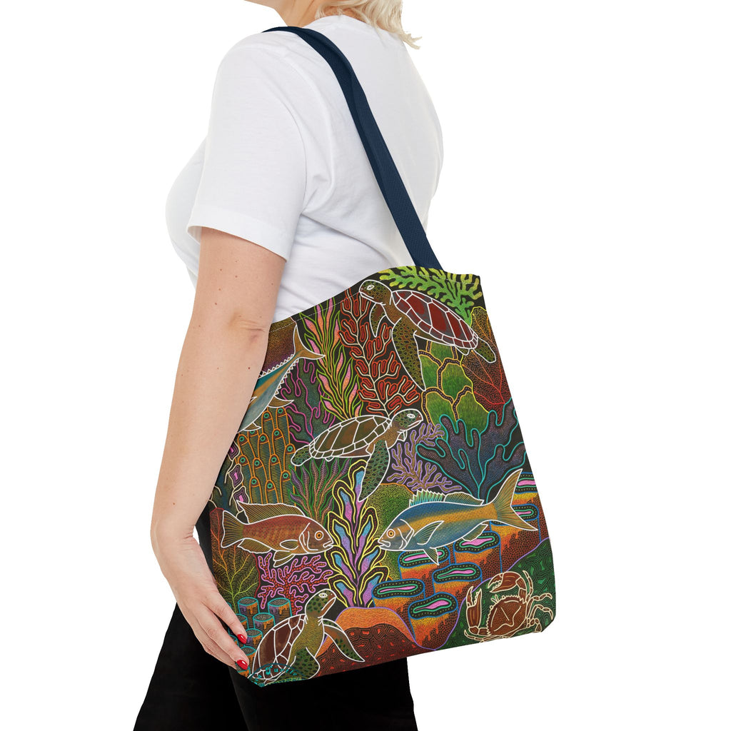 Electric Underwater Turtle Reef Tote Bag
