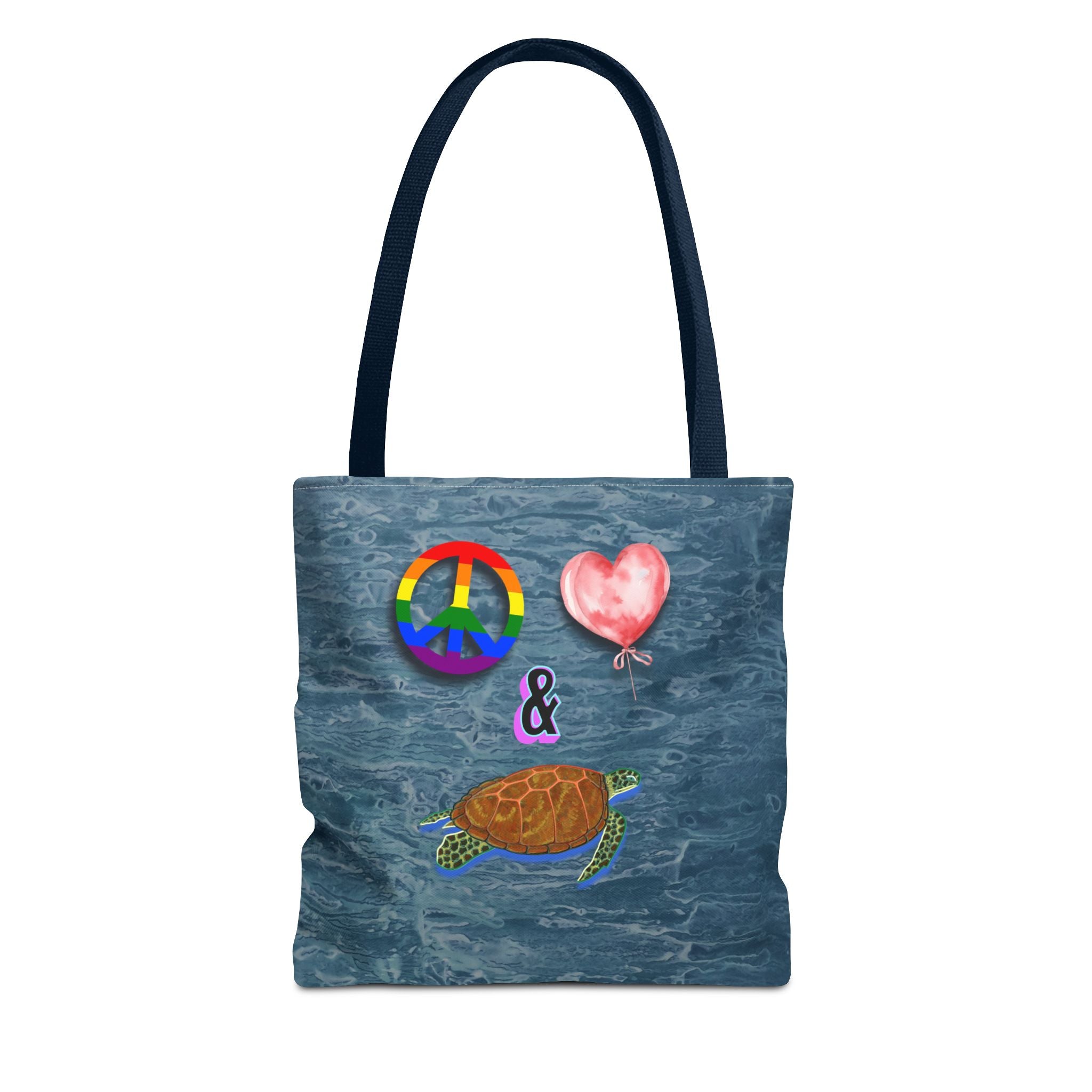 Peace Love Turtles Tote Bag - Wave
