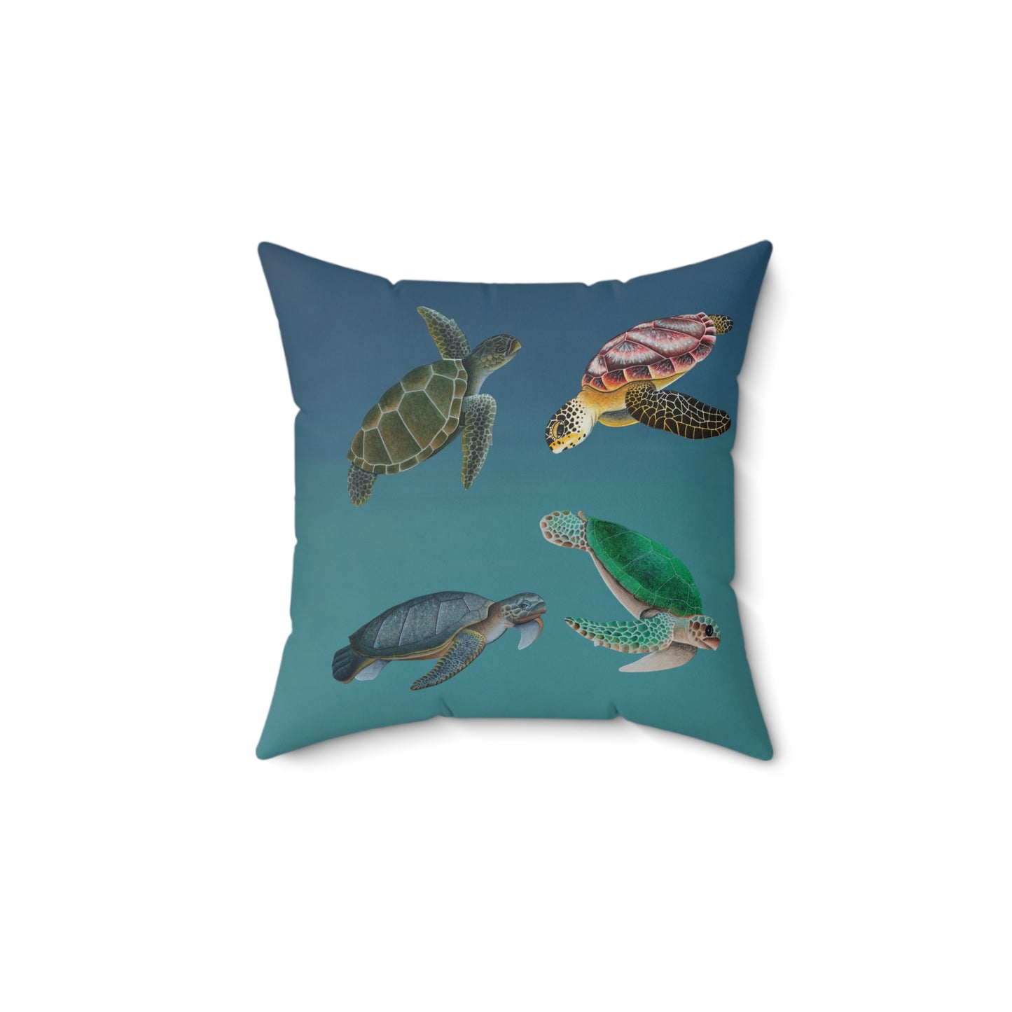 Polyester Square Pillow - Sea Turtle Seven