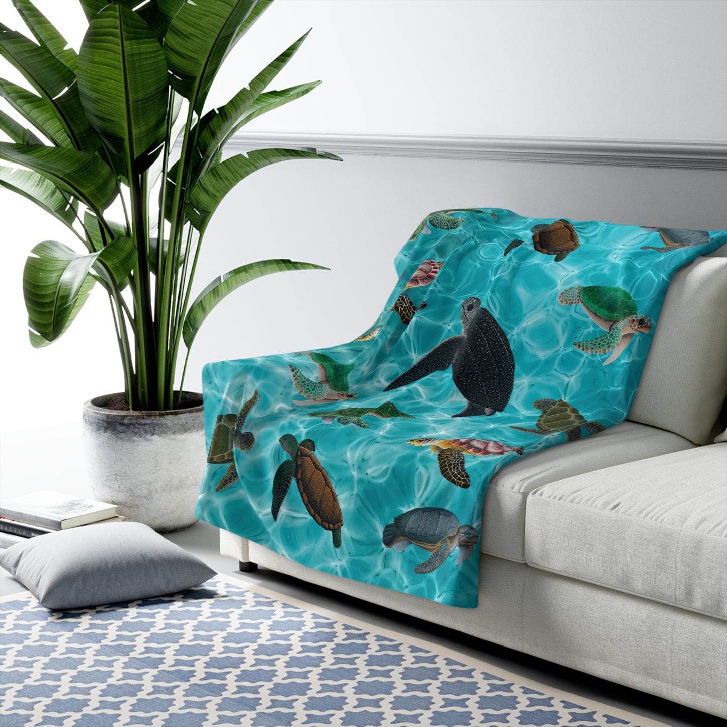 Sherpa Fleece Blanket - Sea Turtle 7 Design