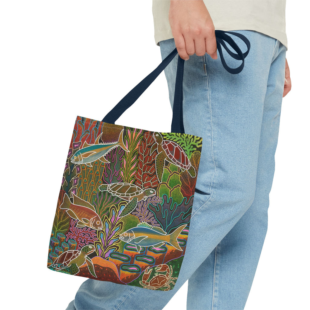 Electric Underwater Turtle Reef Tote Bag