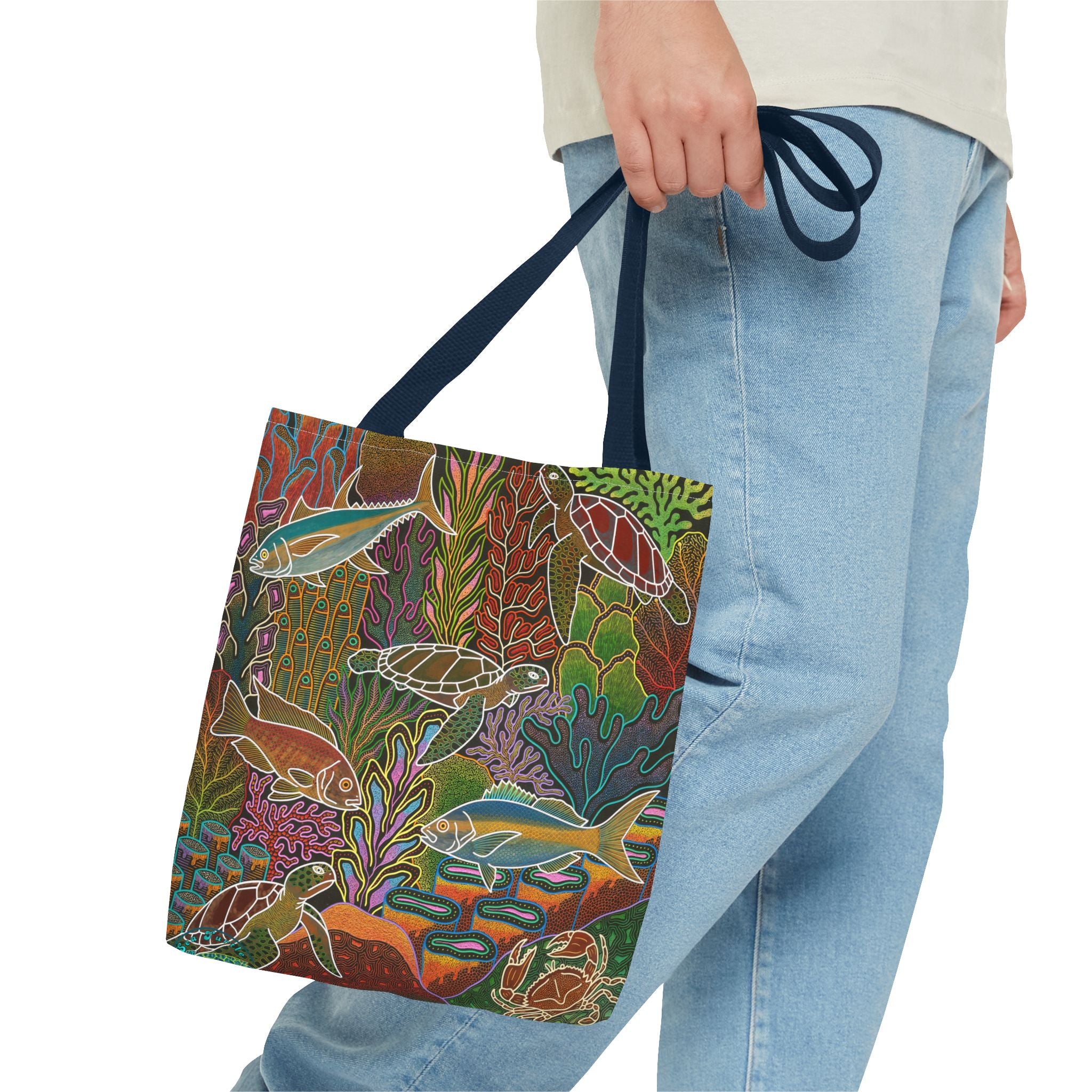 Electric Underwater Turtle Reef Tote Bag