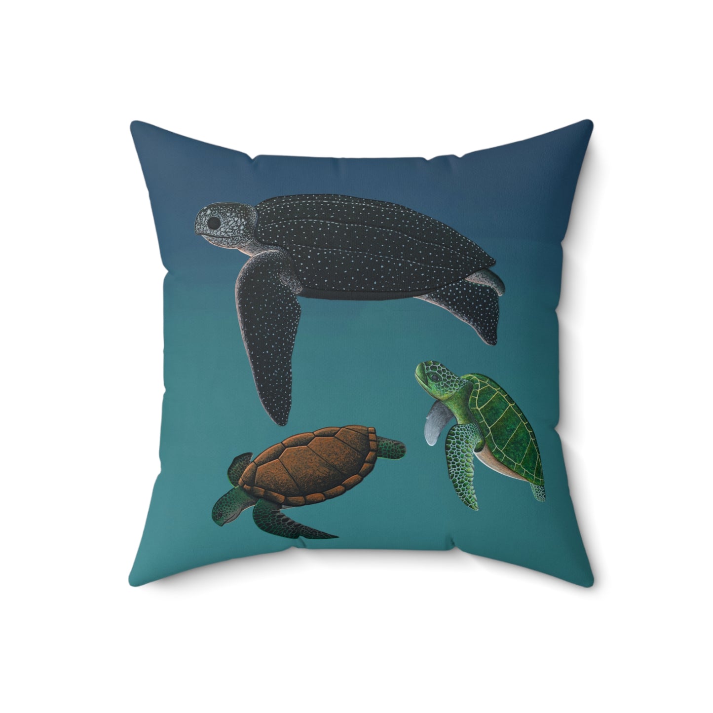 Polyester Square Pillow - Sea Turtle Seven