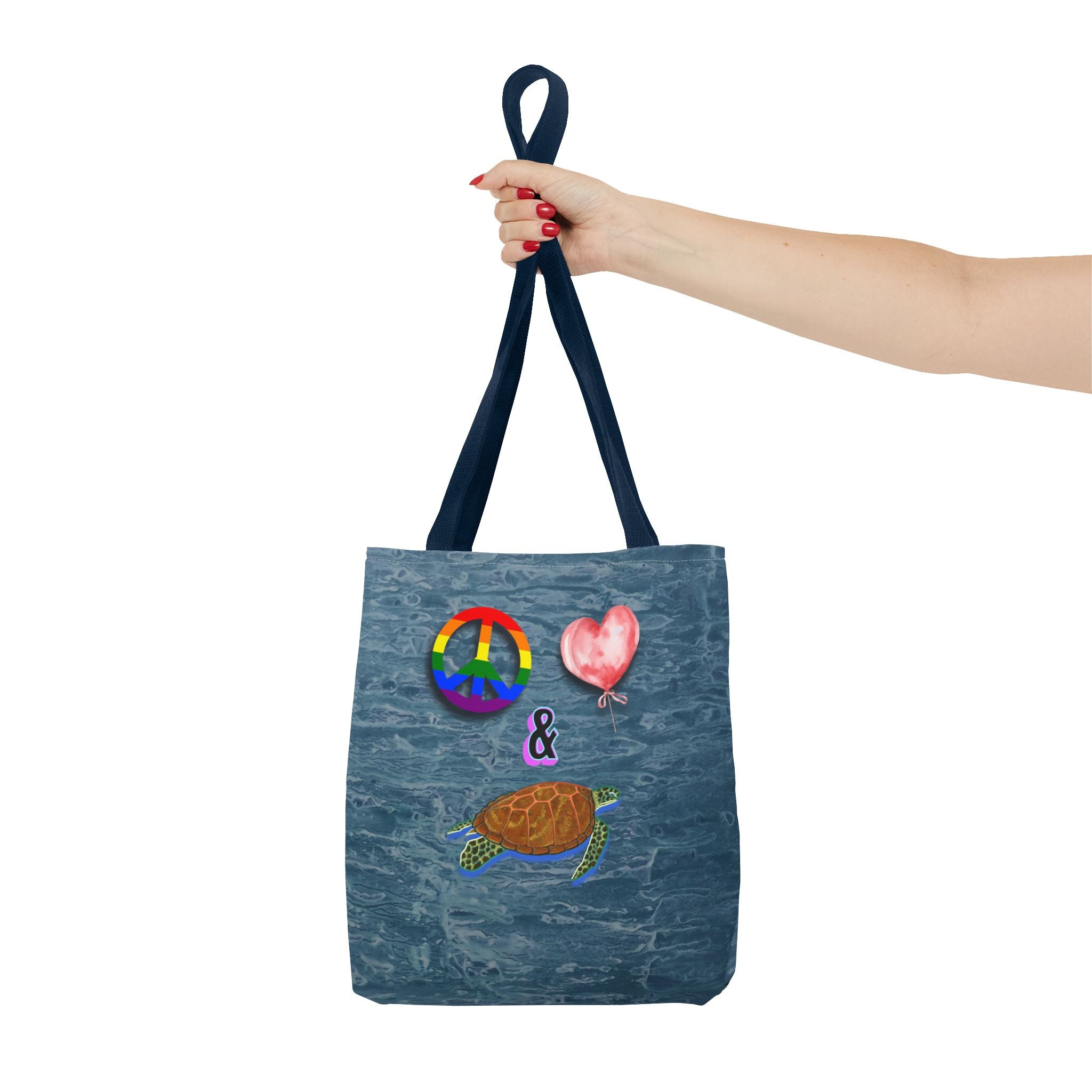 Peace Love Turtles Tote Bag - Wave