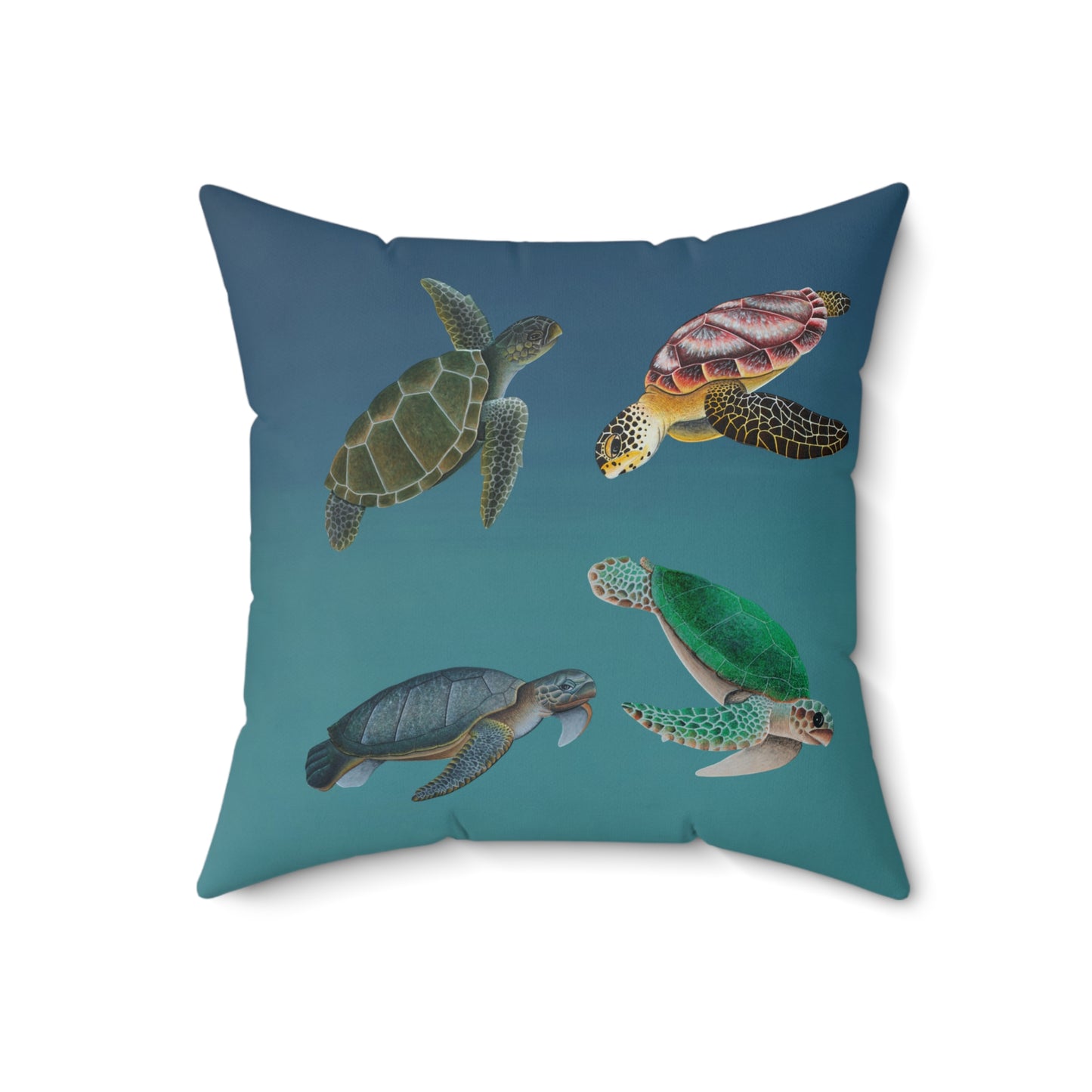Polyester Square Pillow - Sea Turtle Seven
