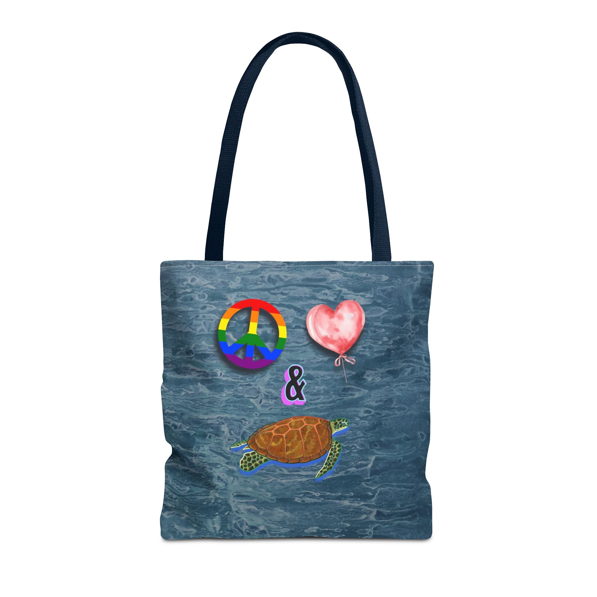 Peace Love Turtles Tote Bag - Wave