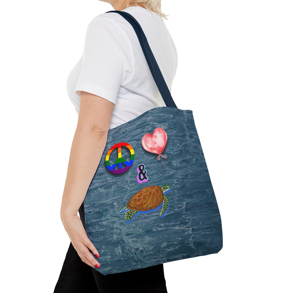 Peace Love Turtles Tote Bag - Wave